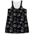 Black And White Books Pattern Print Women's Racerback Tank Top