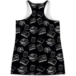 Black And White Books Pattern Print Women's Racerback Tank Top
