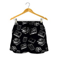 Black And White Books Pattern Print Women's Shorts