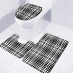 Black And White Border Tartan Print 3 Piece Bath Mat Set