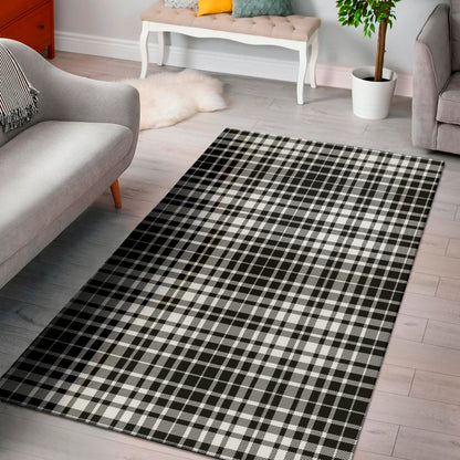 Black And White Border Tartan Print Area Rug