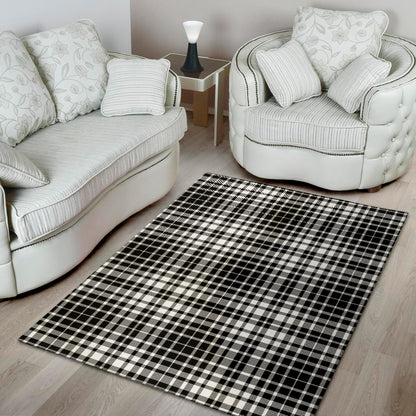 Black And White Border Tartan Print Area Rug