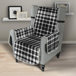 Black And White Border Tartan Print Armchair Protector