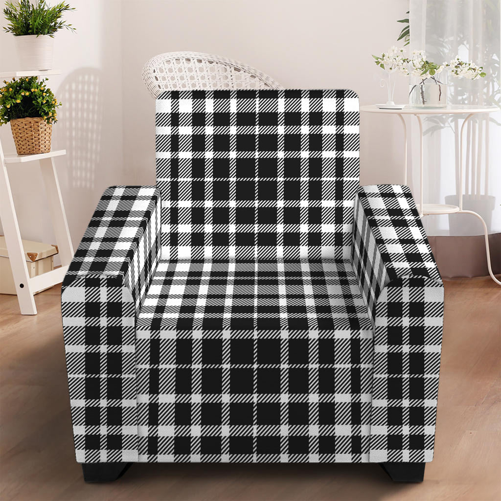 Black And White Border Tartan Print Armchair Slipcover