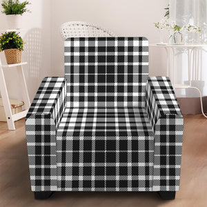 Black And White Border Tartan Print Armchair Slipcover