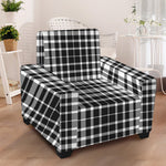 Black And White Border Tartan Print Armchair Slipcover