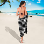 Black And White Border Tartan Print Beach Sarong Wrap