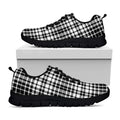 Black And White Border Tartan Print Black Running Shoes