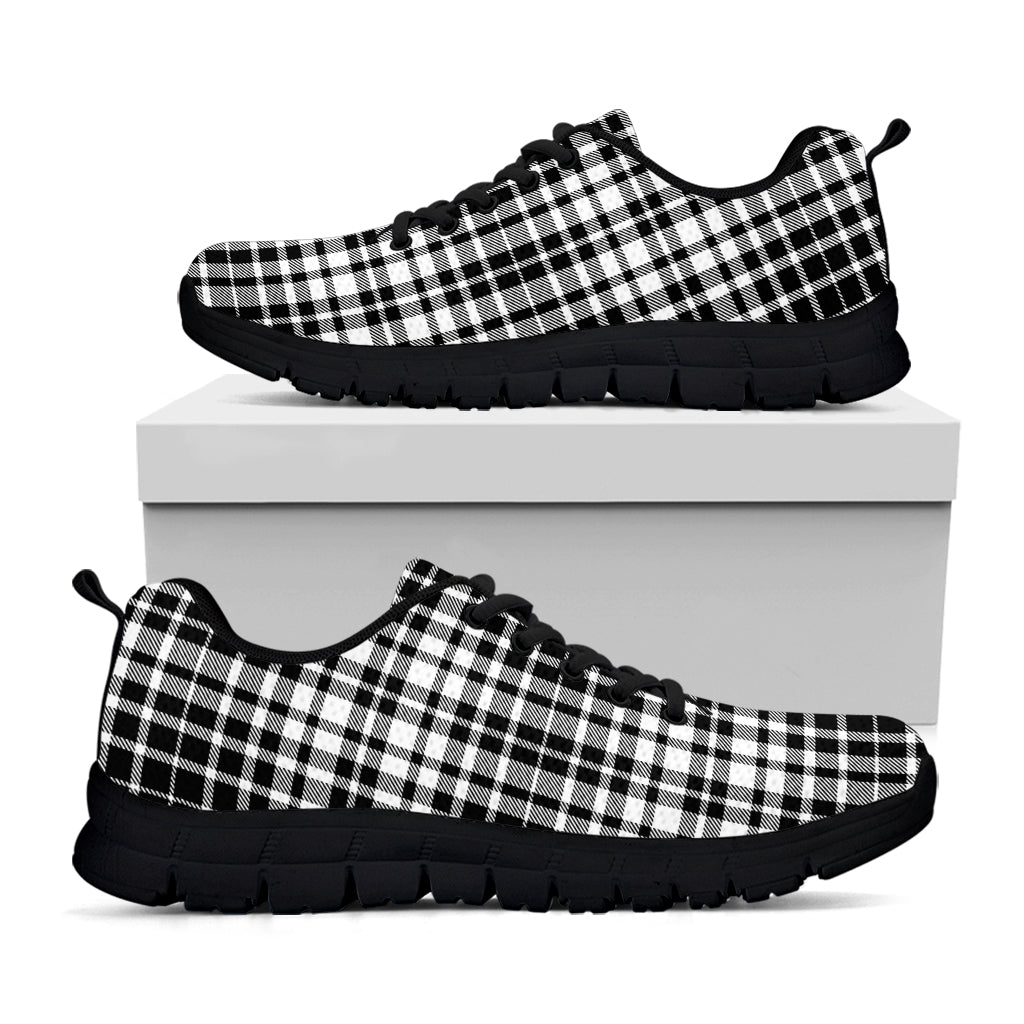 Black And White Border Tartan Print Black Sneakers
