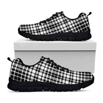 Black And White Border Tartan Print Black Sneakers