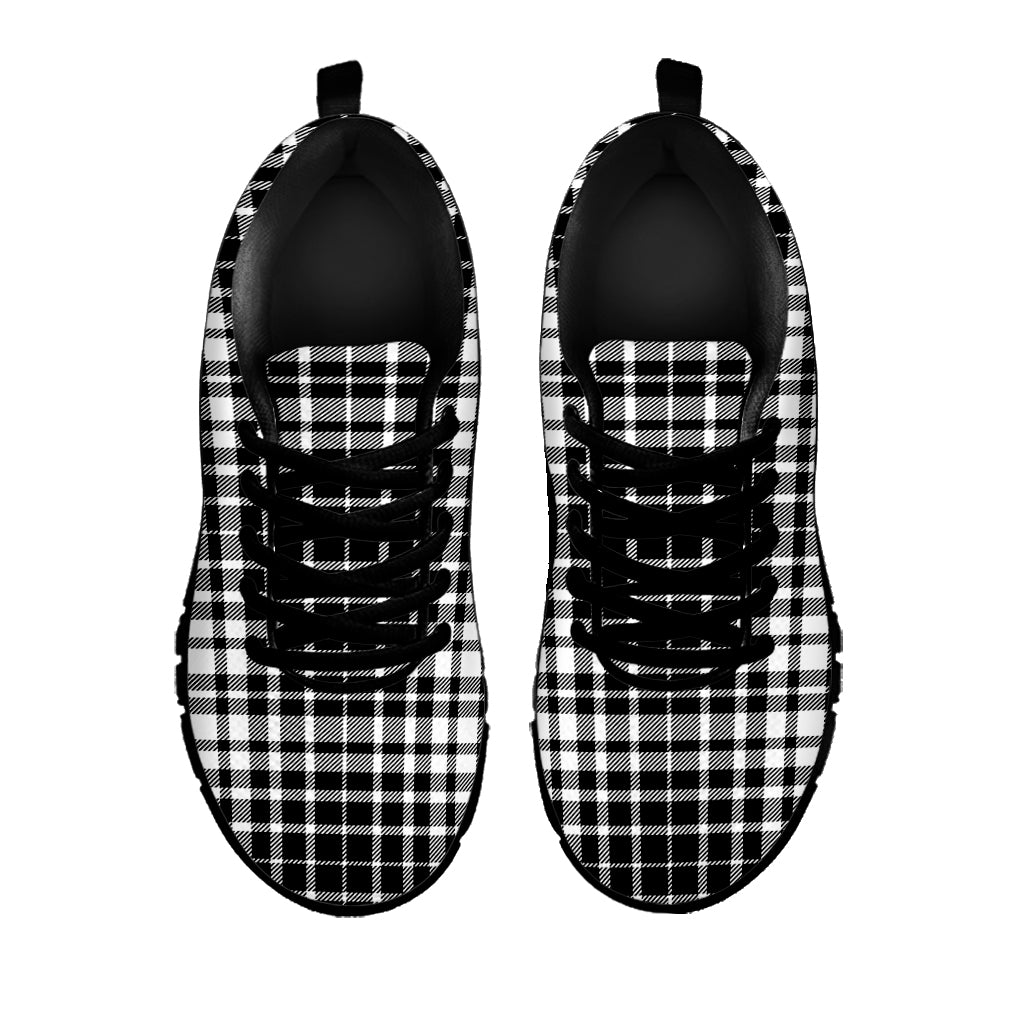 Black And White Border Tartan Print Black Sneakers