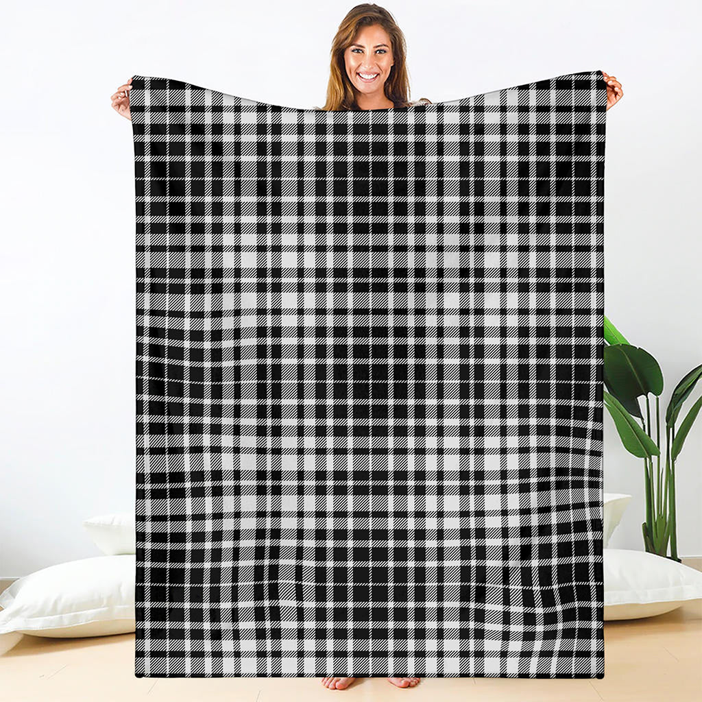 Black And White Border Tartan Print Blanket