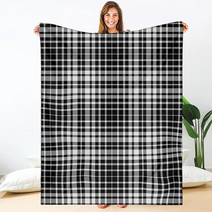 Black And White Border Tartan Print Blanket