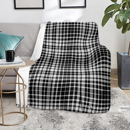 Black And White Border Tartan Print Blanket