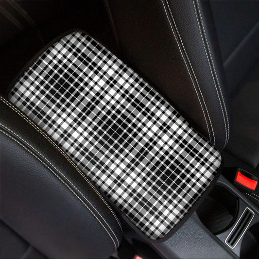 Black And White Border Tartan Print Car Center Console Cover