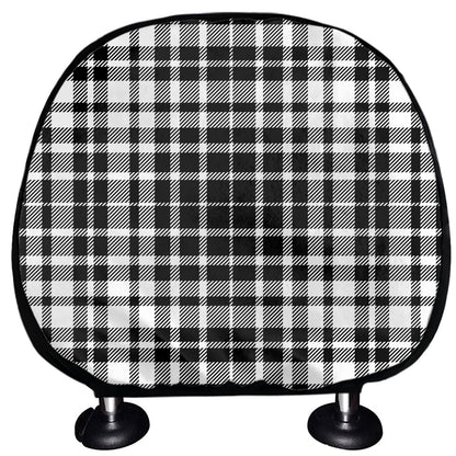 Black And White Border Tartan Print Car Headrest Covers