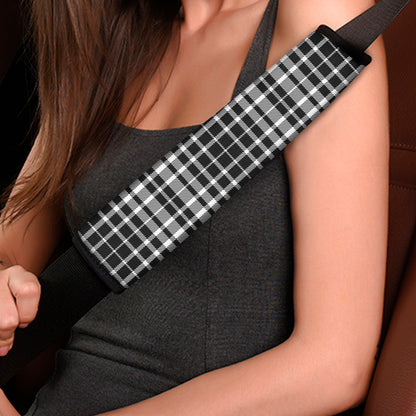 Black And White Border Tartan Print Car Seat Belt Covers