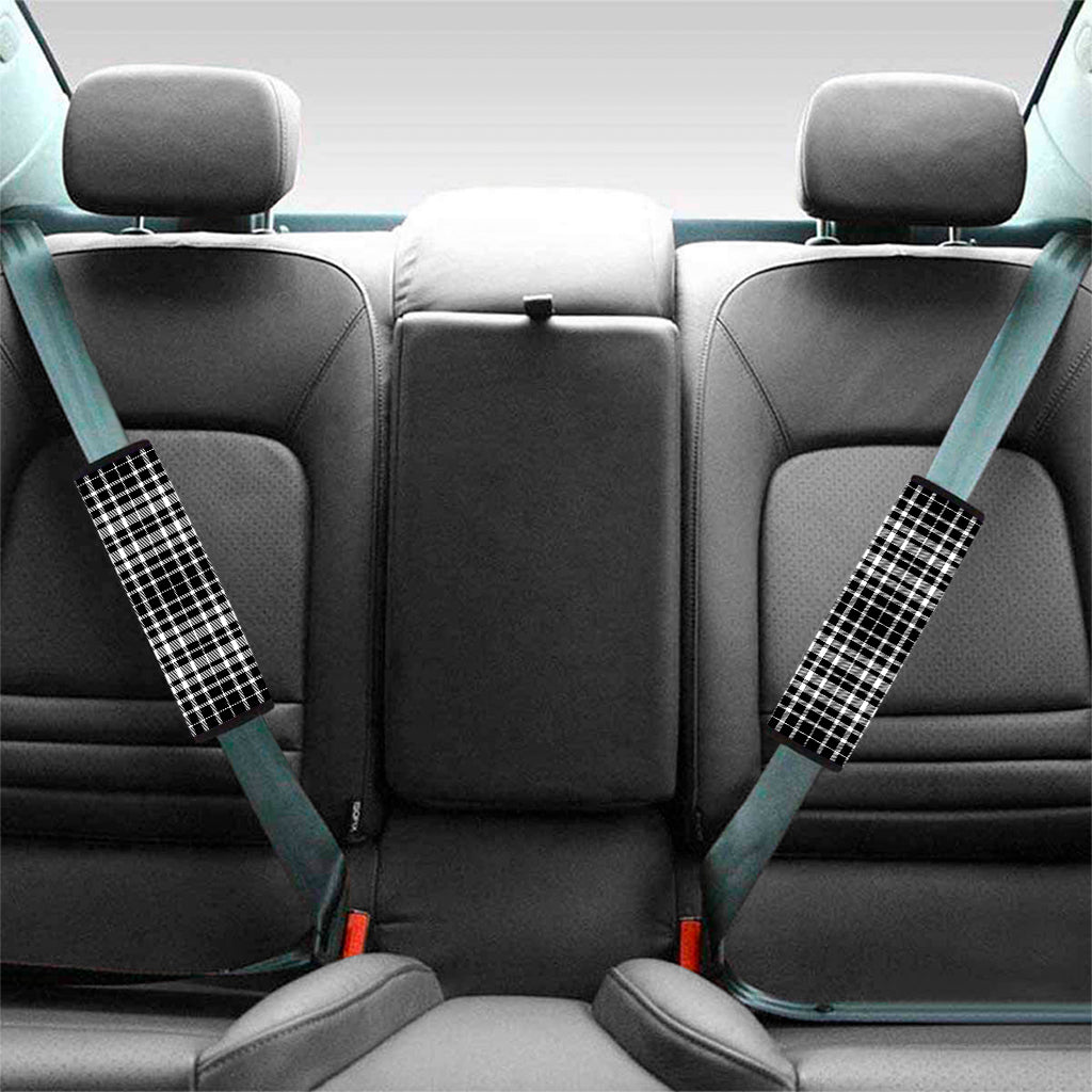 Black And White Border Tartan Print Car Seat Belt Covers