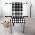 Black And White Border Tartan Print Dining Chair Slipcover
