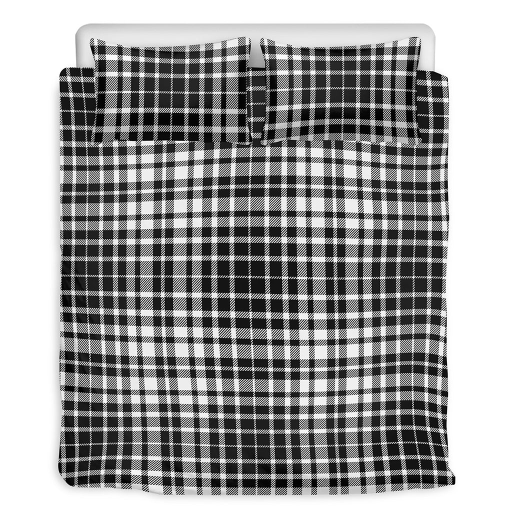 Black And White Border Tartan Print Duvet Cover Bedding Set