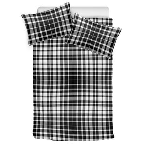 Black And White Border Tartan Print Duvet Cover Bedding Set