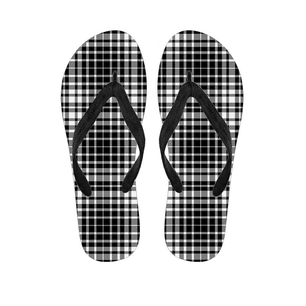 Black And White Border Tartan Print Flip Flops