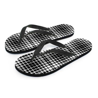 Black And White Border Tartan Print Flip Flops