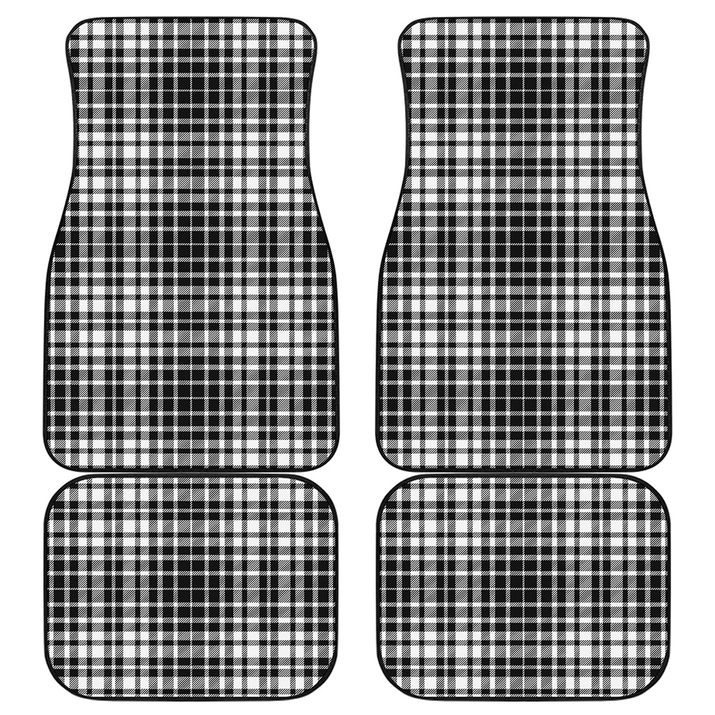 Black And White Border Tartan Print Front and Back Car Floor Mats