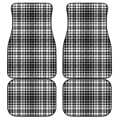 Black And White Border Tartan Print Front and Back Car Floor Mats