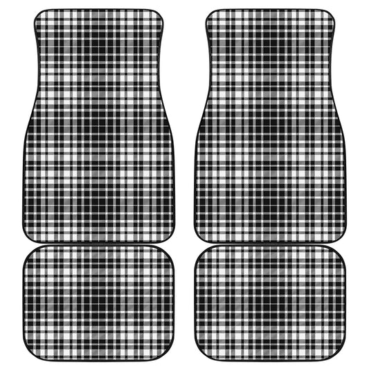 Black And White Border Tartan Print Front and Back Car Floor Mats