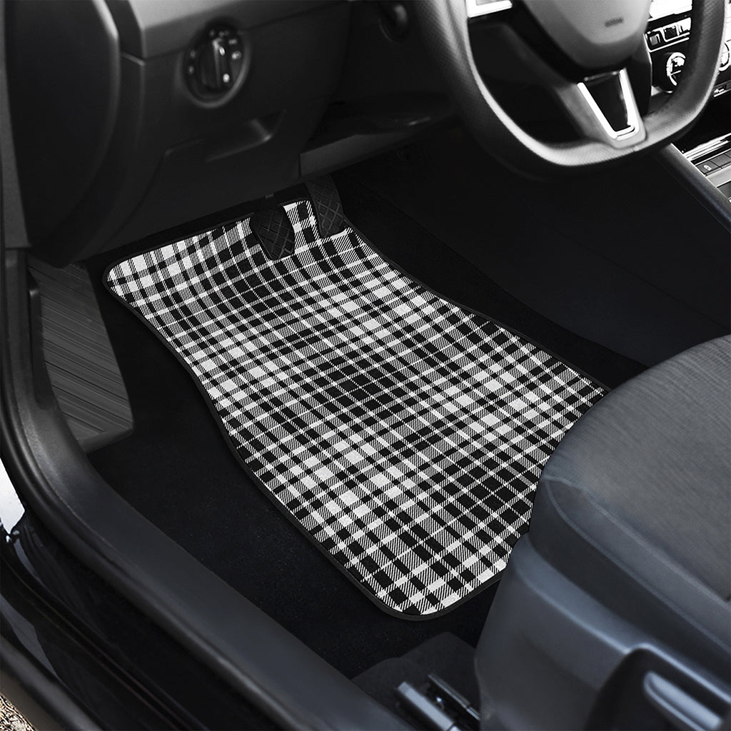 Black And White Border Tartan Print Front and Back Car Floor Mats