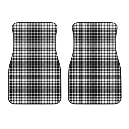 Black And White Border Tartan Print Front Car Floor Mats