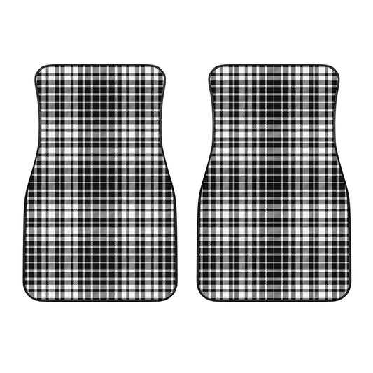 Black And White Border Tartan Print Front Car Floor Mats