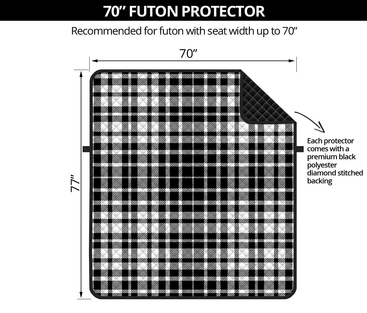 Black And White Border Tartan Print Futon Protector