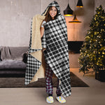 Black And White Border Tartan Print Hooded Blanket