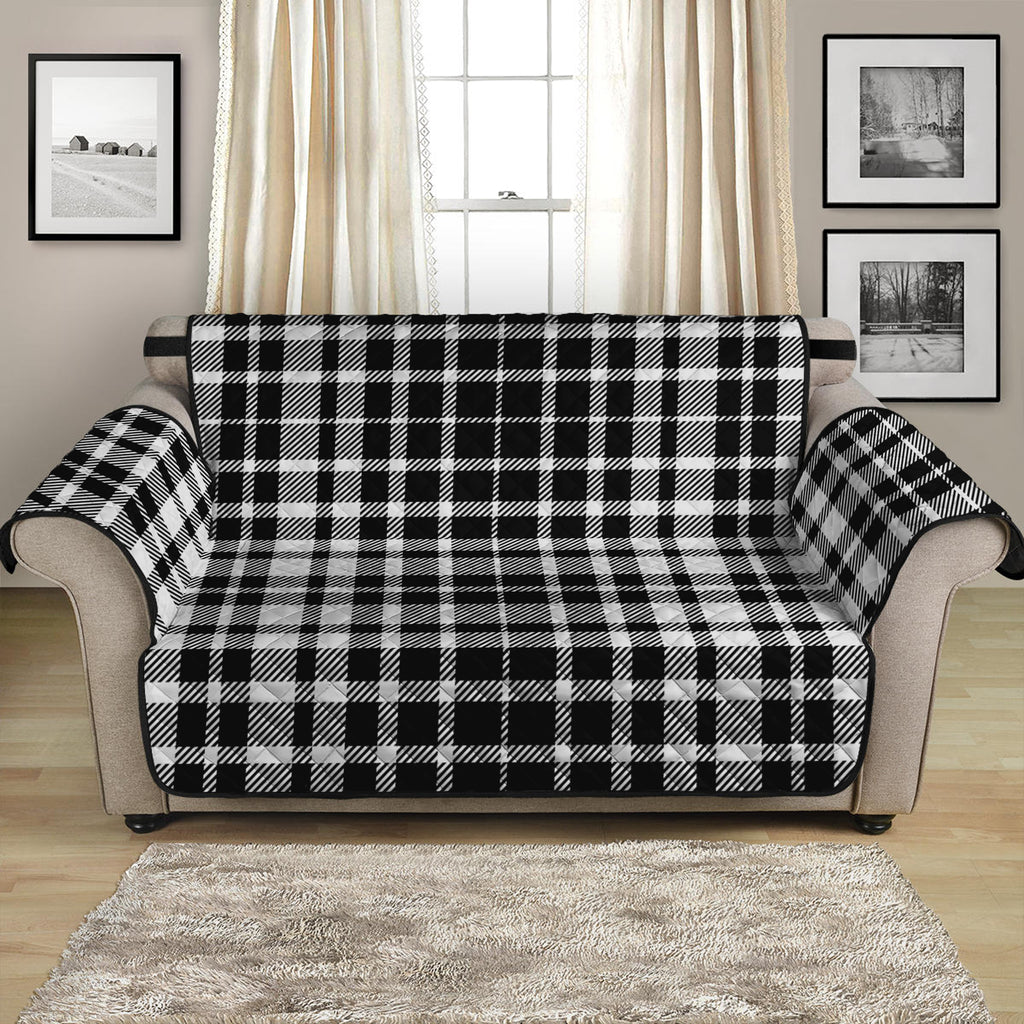 Black And White Border Tartan Print Loveseat Protector