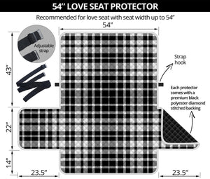 Black And White Border Tartan Print Loveseat Protector