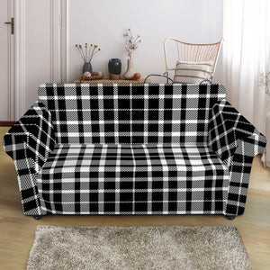 Black And White Border Tartan Print Loveseat Slipcover