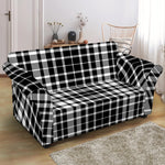 Black And White Border Tartan Print Loveseat Slipcover