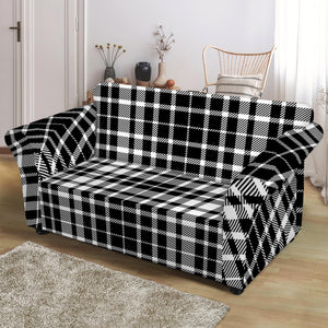 Black And White Border Tartan Print Loveseat Slipcover