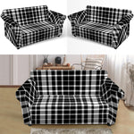 Black And White Border Tartan Print Loveseat Slipcover