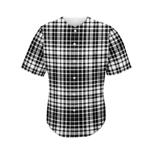 Black And White Border Tartan Print Men's Baseball Jersey