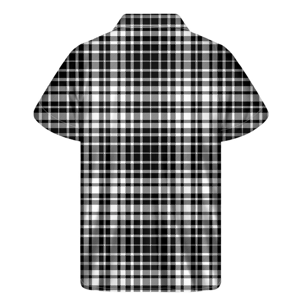 Black And White Border Tartan Print Men's Short Sleeve Shirt