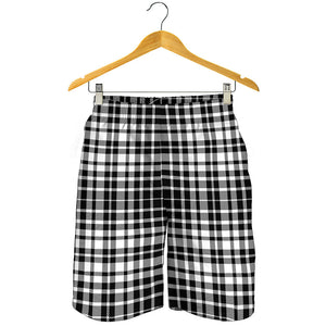 Black And White Border Tartan Print Men's Shorts