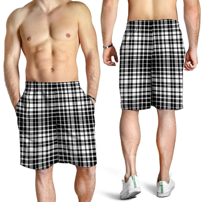Black And White Border Tartan Print Men's Shorts