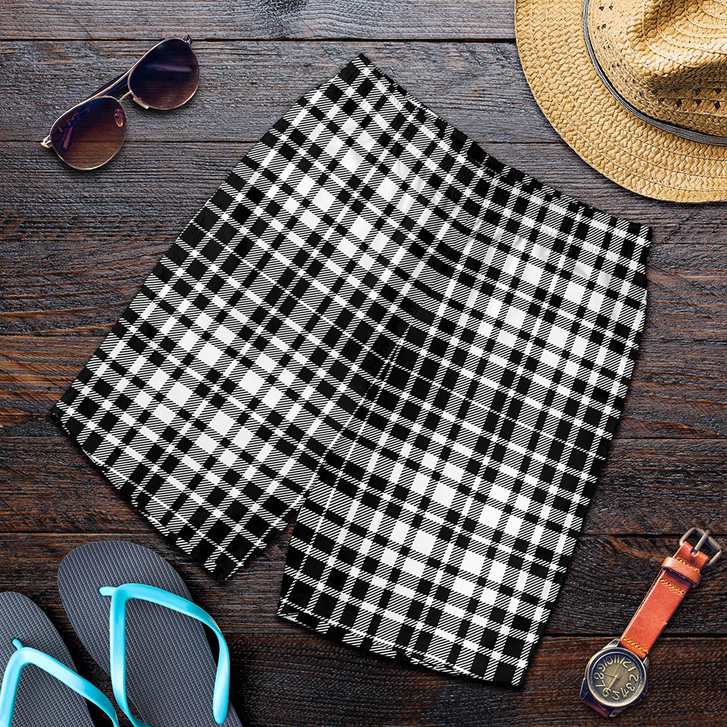 Black And White Border Tartan Print Men's Shorts