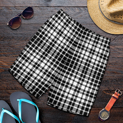 Black And White Border Tartan Print Men's Shorts