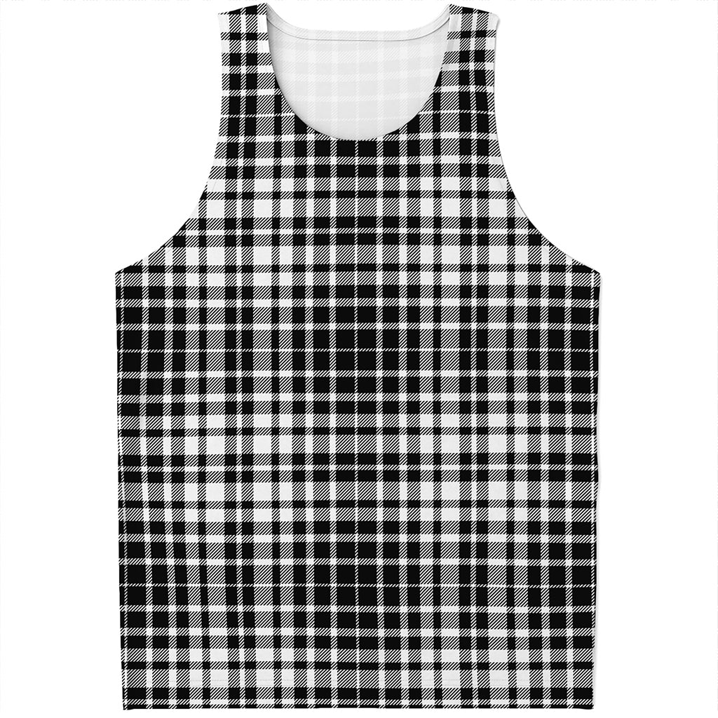 Black And White Border Tartan Print Men's Tank Top