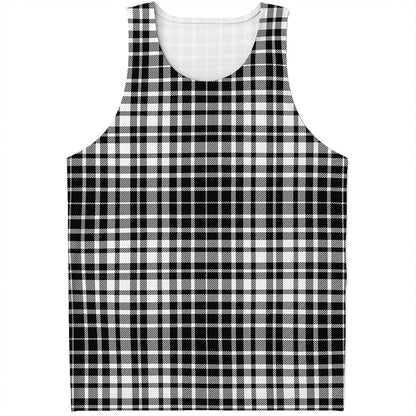 Black And White Border Tartan Print Men's Tank Top
