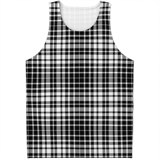 Black And White Border Tartan Print Men's Tank Top